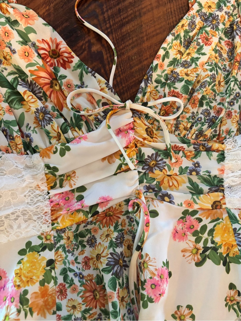 For Love And Lemons White Floral Mini Dress with Yellow & Pink Accents - Picture 3 of 9